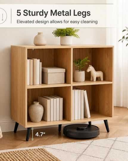 GIANTEX 4-Cube Bookshelf | 2-Tier Bookcase with Metal Legs