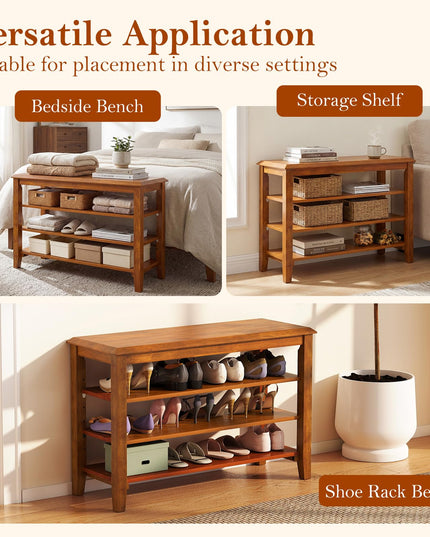 Giantex Mid-Century Modern Shoe Storage Bench for Entryway