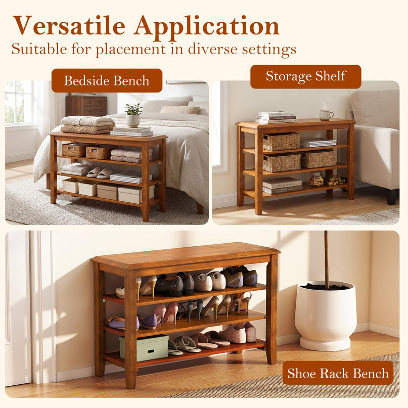 Giantex Mid-Century Modern Shoe Storage Bench for Entryway