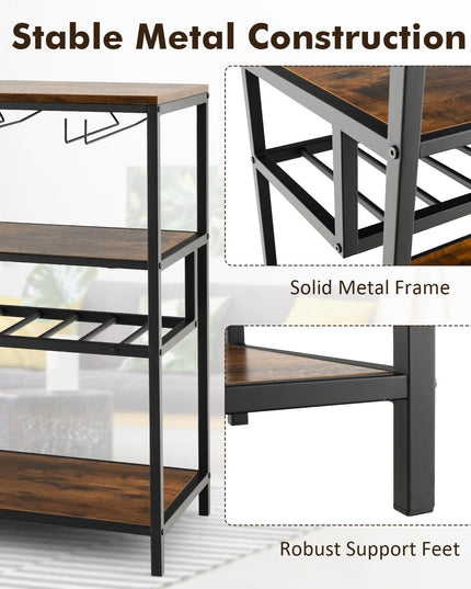 Giantex Wine Rack Table, Freestanding 13-Bottle Wooden Wine Bar Cabinet with Wine Rack