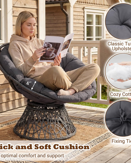 Giantex Wicker Papasan Chair with Soft Thick Cushion（ 41.5"W）
