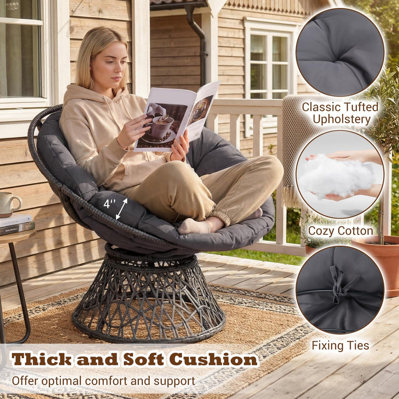 Giantex Wicker Papasan Chair with Soft Thick Cushion（ 41.5"W）