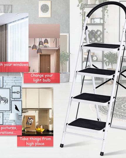Giantex 4 Step Ladder Folding Step Stool with Anti-Slip Pedal Platform Metal Frame