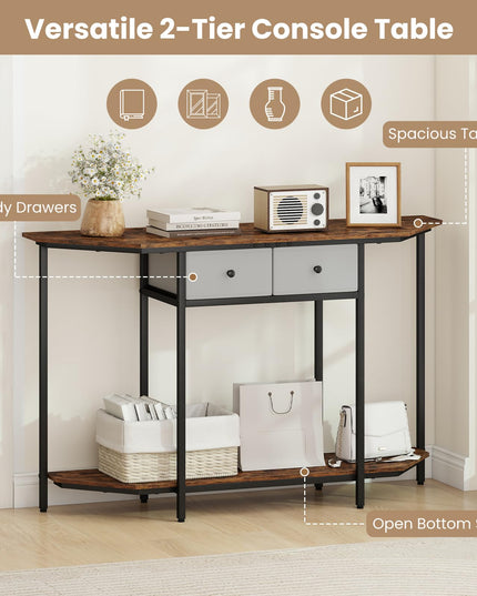Giantex 51" Console Table with 2 Drawers with Open Storage Shelf