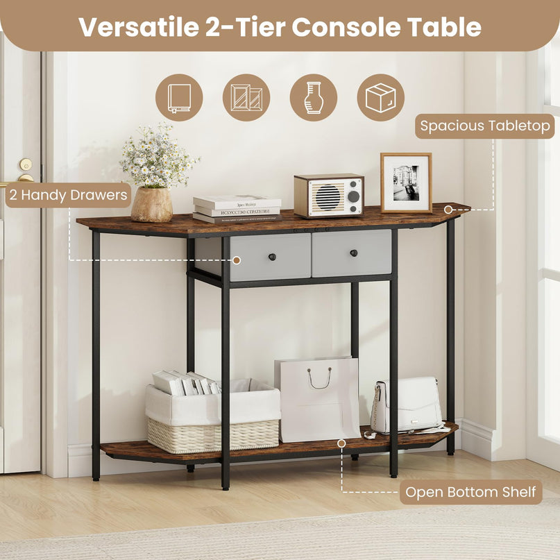 Giantex 51" Console Table with 2 Drawers with Open Storage Shelf