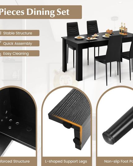 Giantex Dining Table Set for 4 or 8, Modern Rectangular Kitchen Table Set w/ PVC Leather Dining Chairs