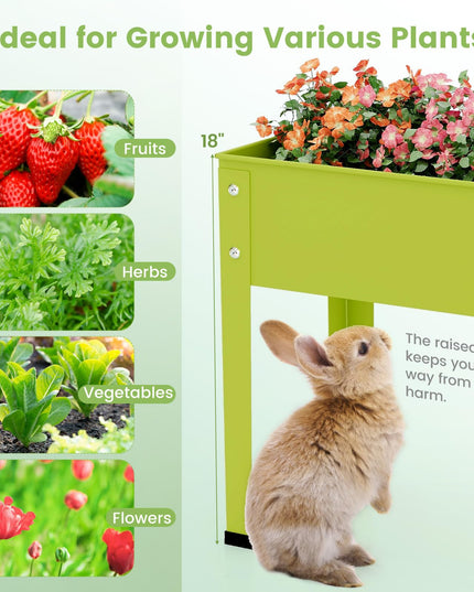 Giantex Raised Garden Bed, Metal Planter Box with Legs, Drain Hole, Outdoor Indoor Elevated Garden Box