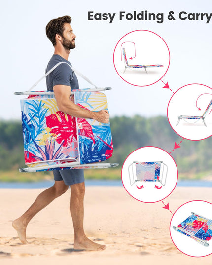 Chaise longue de patio Giantex colorée avec sangle de transport à 5 positions et cadre métallique