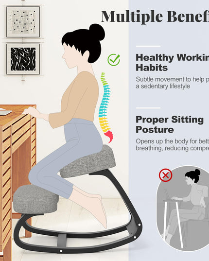 Giantex Ergonomic Kneeling Chair, Rocking Posture Chair with Padded Cushion