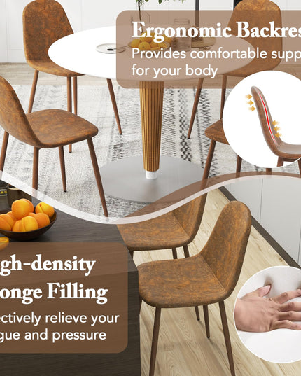 Giantex Upholstered Dining Chairs Set of 4 | Mid-Century Modern Leisure Armless Chairs