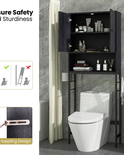 Giantex Over The Toilet Storage Cabinet - Toilet Shelf Rack with Anti-Tip Device