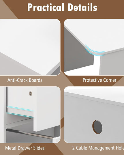 Giantex L Shaped Computer Desk with Drawers, 59" Corner Desk Workstation with Storage Shelf & Cable Holes