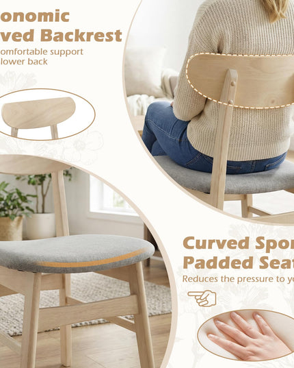 Giantex Wooden Upholstered Kitchen Chairs with Rubber Wood Legs (2/4)