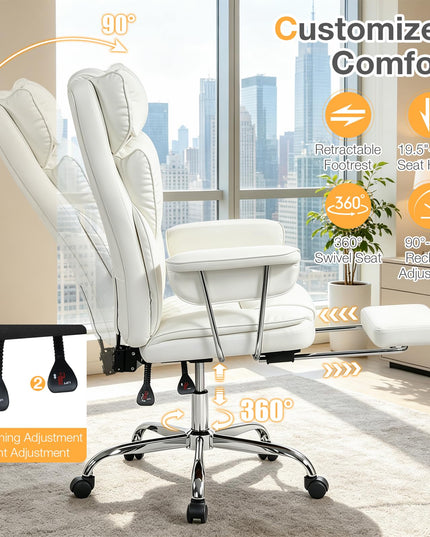 GIANTEX Big and Tall Office Chair with Footrest & Pocket Spring Seat