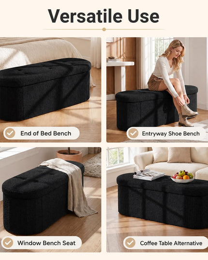 GIANTEX 43" Oval Storage Ottoman Bench with Dividers