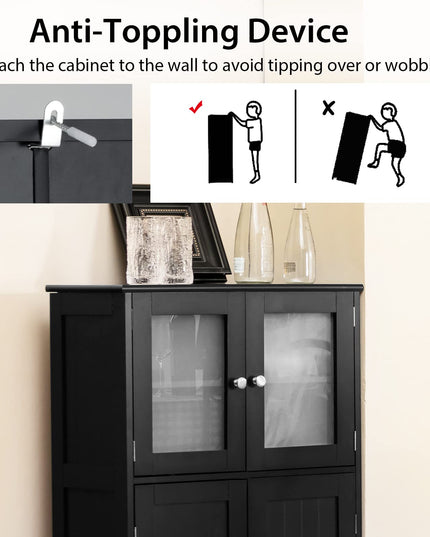Giantex Storage Cabinet with Doors - Bathroom Floor Cabinet, Freestanding Tall Cabinet
