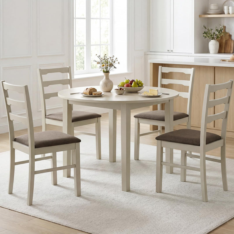 Giantex Wood Dining Chairs Set of 2/4 | Farmhouse Upholstered Kitchen Chairs with Ladder Back Design