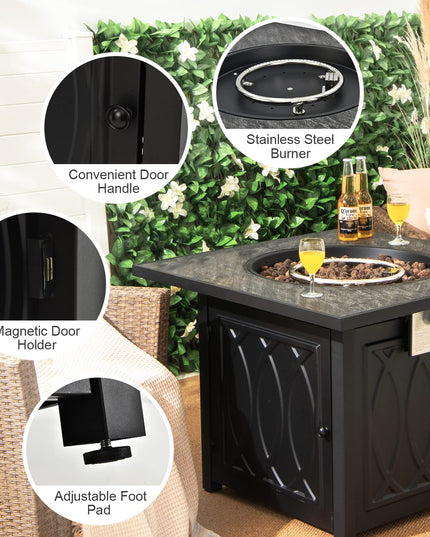 Giantex Outside Propane Fire Pit - 50,000 BTU/14.65KW Fire Pit Table, 32 Inch, Black