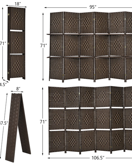 Giantex 6Ft 6 Panel Room Divider with Shelves