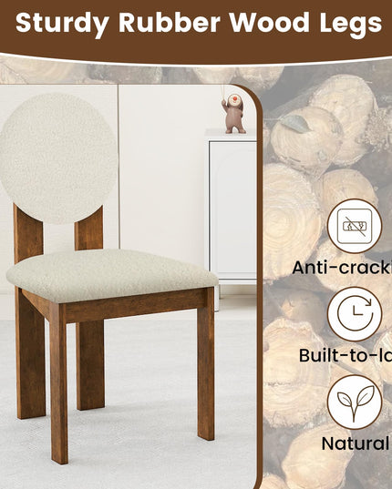 Giantex Sherpa Dining Chairs Set of 2/4 w/Rubber Wood Legs