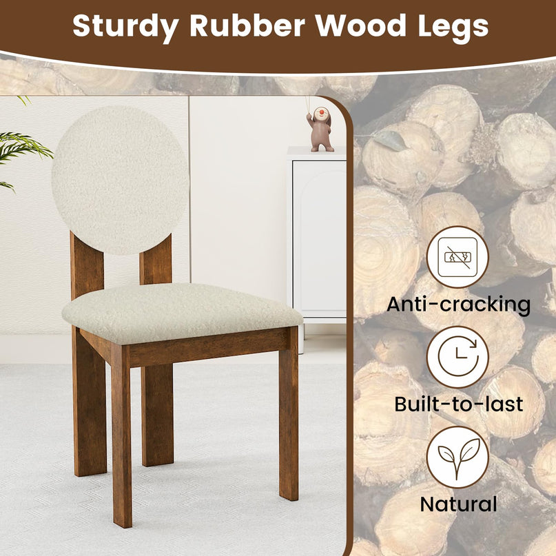 Giantex Sherpa Dining Chairs Set of 2/4 w/Rubber Wood Legs