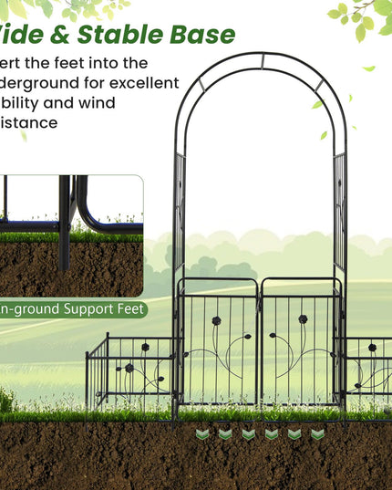 Giantex Garden Arch with Planter - 87 inch Metal Garden Arbor with Gate