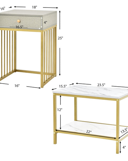 Giantex Nesting Coffee Table Set w/Drawer & Shelf