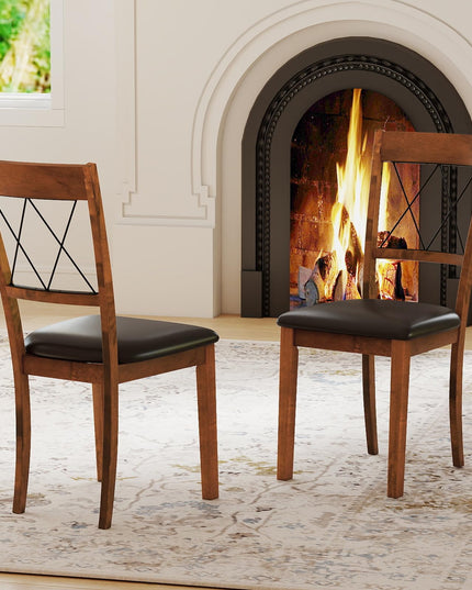 Giantex Lot de 2/4 chaises de salle à manger sans accoudoirs rembourrées en tissu avec structure en bois d'hévéa