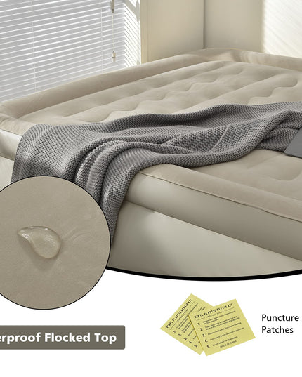 Giantex Air Bed with Built-in Pump, High Elevated Raised Mattress with Wavy Pull Strap