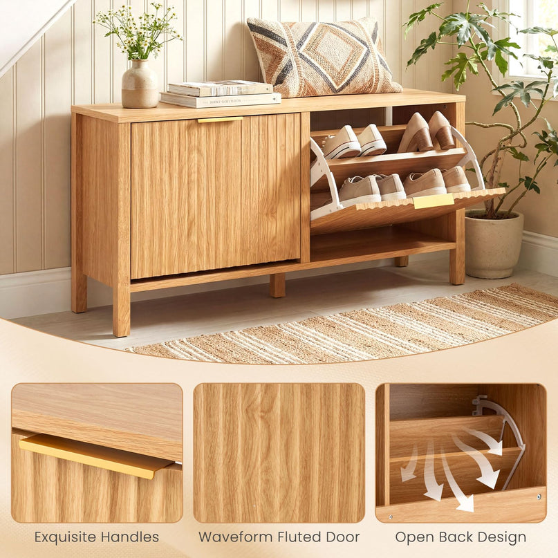 Banc de rangement pour chaussures Giantex avec 2 tiroirs basculants