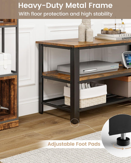 Giantex TV Stand for Bedroom and Living Room - 3-Tier Industrial Entertainment Center with Open Storage Shelves