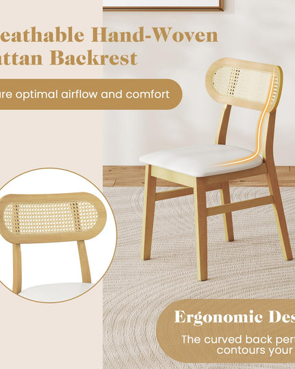 Giantex PVC Leather Upholstered Kitchen Chairs w/Breathable Mesh Cane Backrest