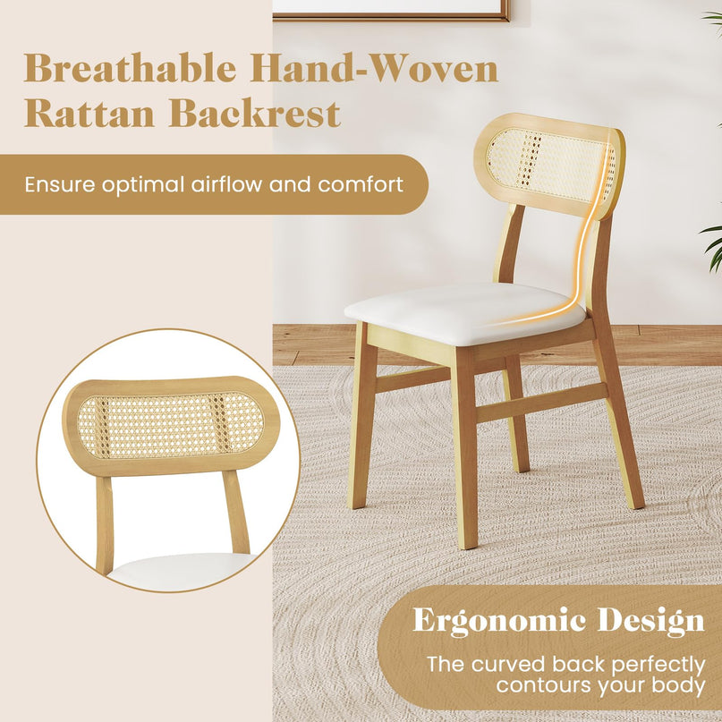 Giantex PVC Leather Upholstered Kitchen Chairs w/Breathable Mesh Cane Backrest