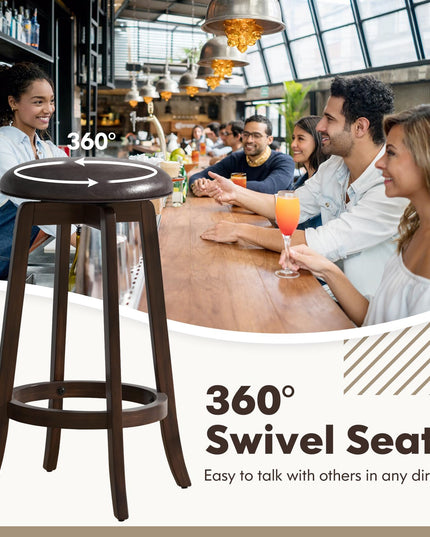 Giantex Bar Stools Set， 29"/ 24"  Bar Height Bar Stools w/ 360° Swivel Round Seat & Footrest