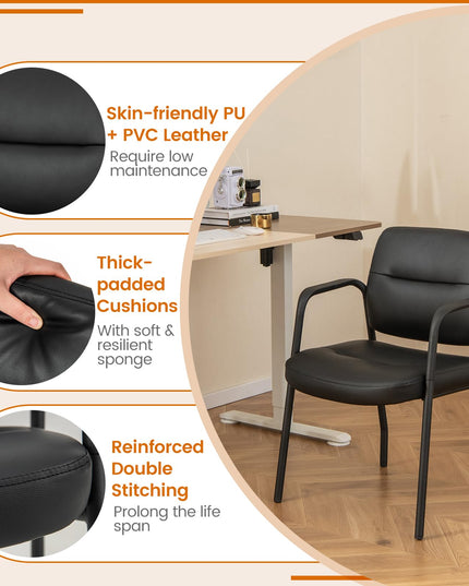 Giantex Waiting Room Chair Set - Upholstered Reception Chairs with Mixed PU Leather
