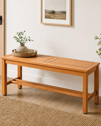 Giantex Outdoor Wooden Bench 2-Person Patio Bench(40"L x 14"W x 17"H)