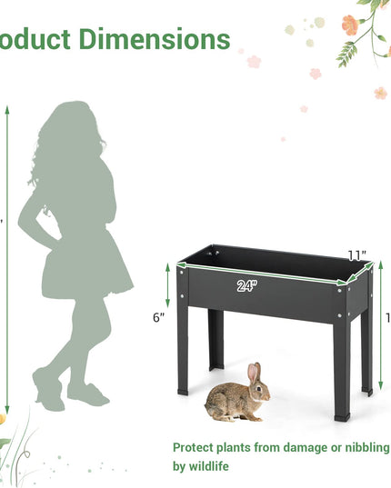 Giantex Raised Garden Bed, Metal Planter Box with Legs, Drain Hole, Outdoor Indoor Elevated Garden Box