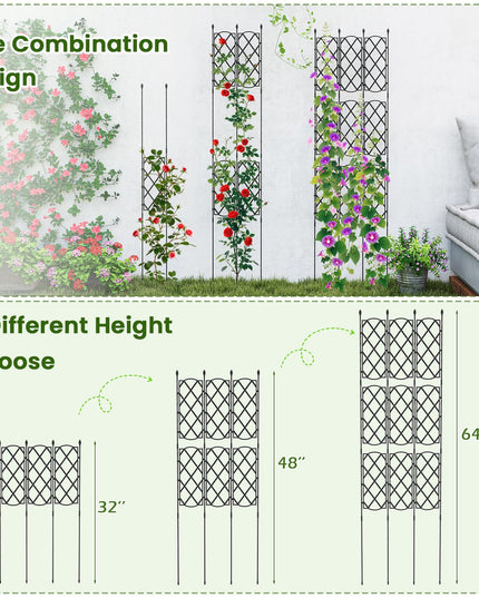 Giantex Garden Trellis, Outdoor Plant Support Frame w/Adjustable Shapes, Ground Stakes, Rustproof PE Coating Pipes