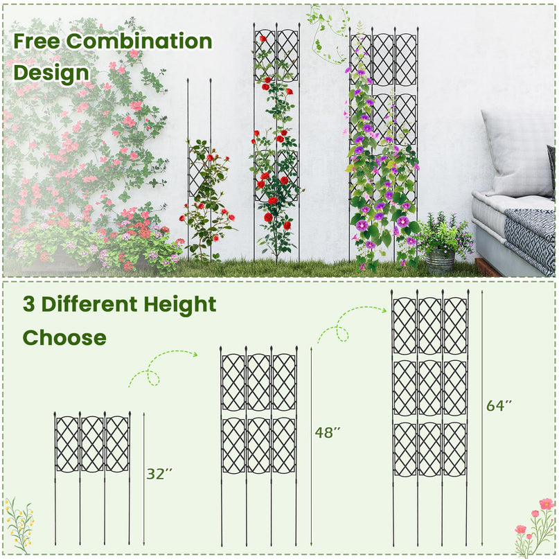 Giantex Garden Trellis, Outdoor Plant Support Frame w/Adjustable Shapes, Ground Stakes, Rustproof PE Coating Pipes