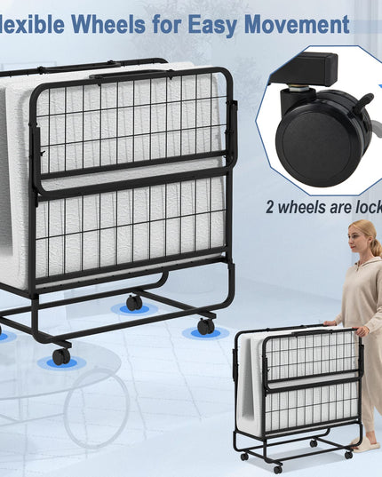 Sturdy and Durable Metal Folding Bed with Mattress