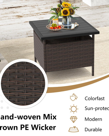 Giantex Umbrella Table, Outdoor Side Table with 2" Umbrella Hole, Rattan Umbrella Stand Holder Table