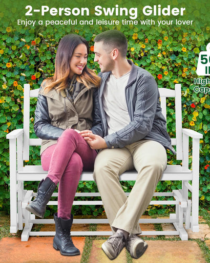 Giantex Outdoor Glider Bench Chair - 2 Person Loveseat