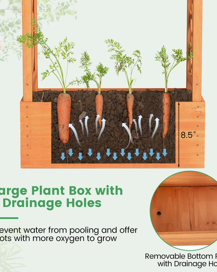 31" x 12.5" x 60" Raised Garden Bed with 2-Sided Trellis & Hanging Roof