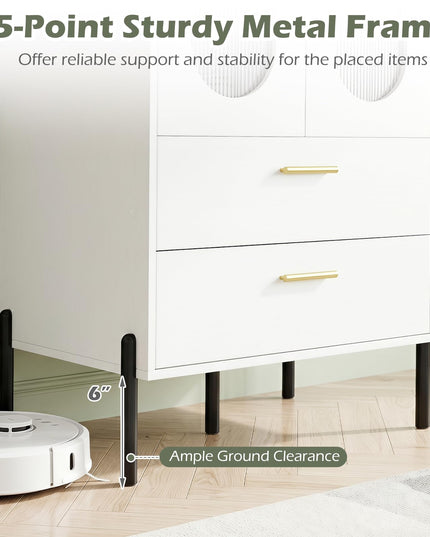 Giantex 47" H Buffet Sideboard Kitchen Cabinet w/Clear Doors & 2 Drawers