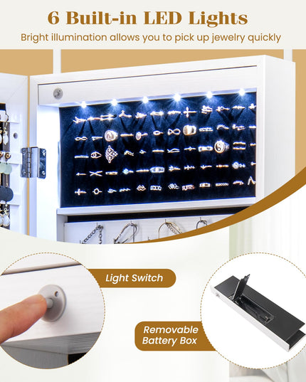 Wall Mounted Jewelry Armoire with Full Length Mirror