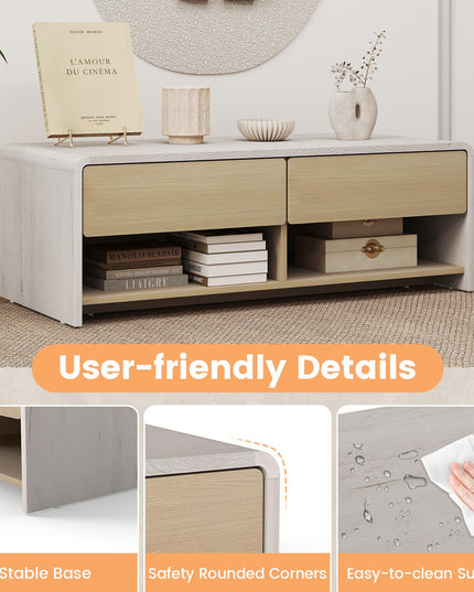 Giantex 43 Inch Modern Rectangle Coffee Table with Storage Drawers