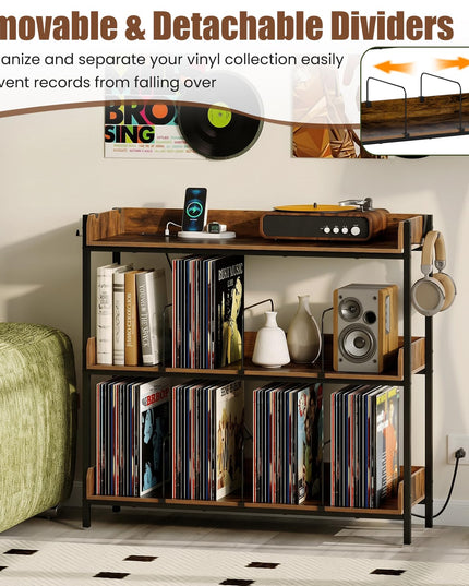 Giantex 41 Inch 3-Tier Record Player Stand with Vinyl Storage for Living Room