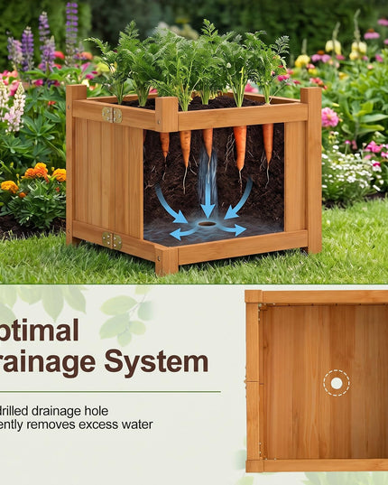GIANTEX 15" Folding Wooden Planter Box with Removable Bottom