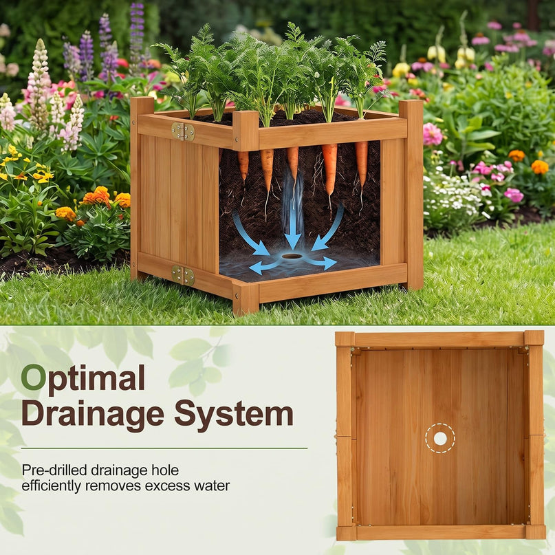 GIANTEX 15" Folding Wooden Planter Box with Removable Bottom