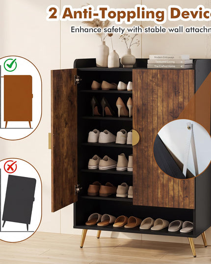 Giantex 7-Tier Wooden Shoe Storage Cabinet w/Door